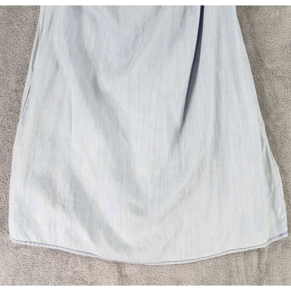 Sneak Peak Dress Womens Small Light Blue Chambray Off the Shoulder Casual Mini - Picture 7 of 11